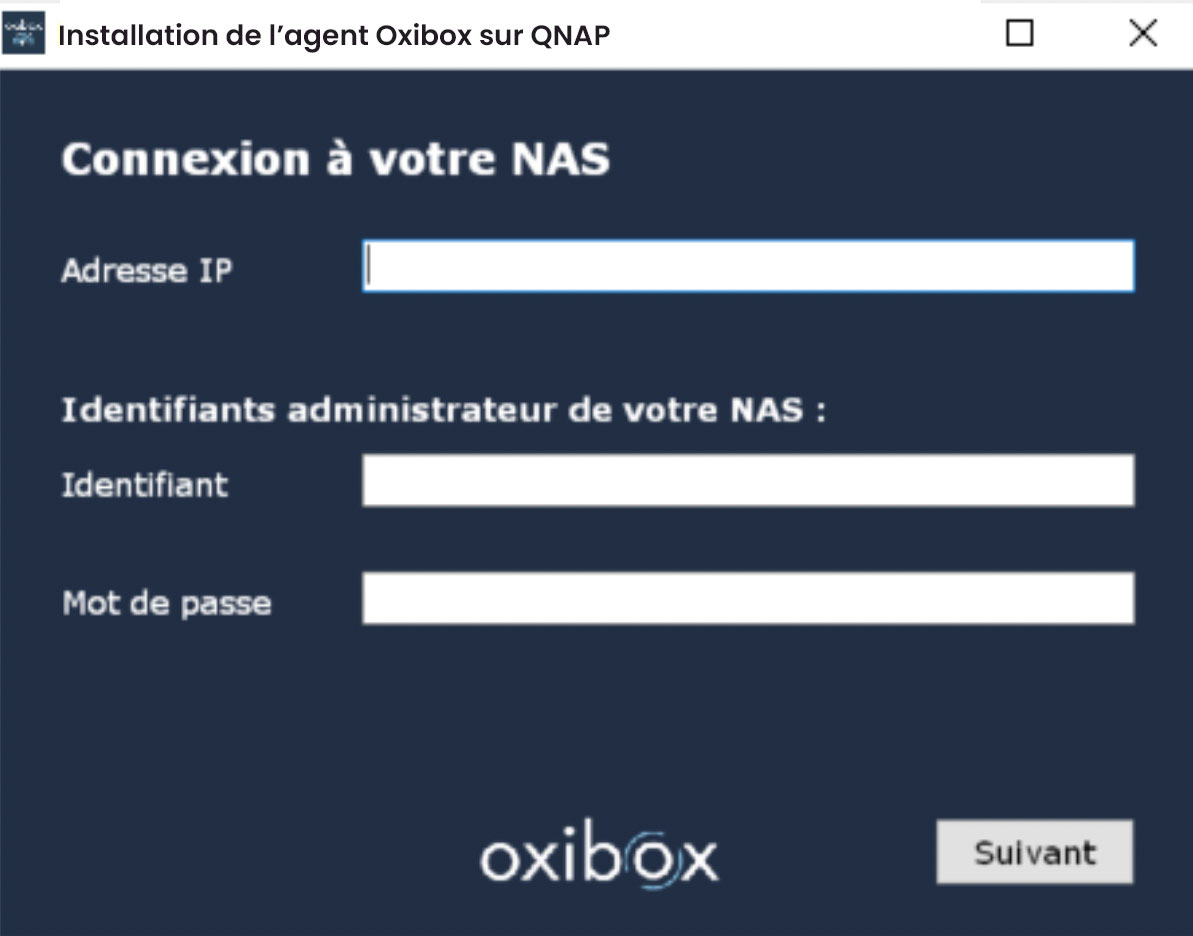 Agent Oxibox QNAP identifiants