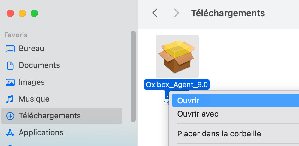 Agent Oxibox Mac OS Ouvrir