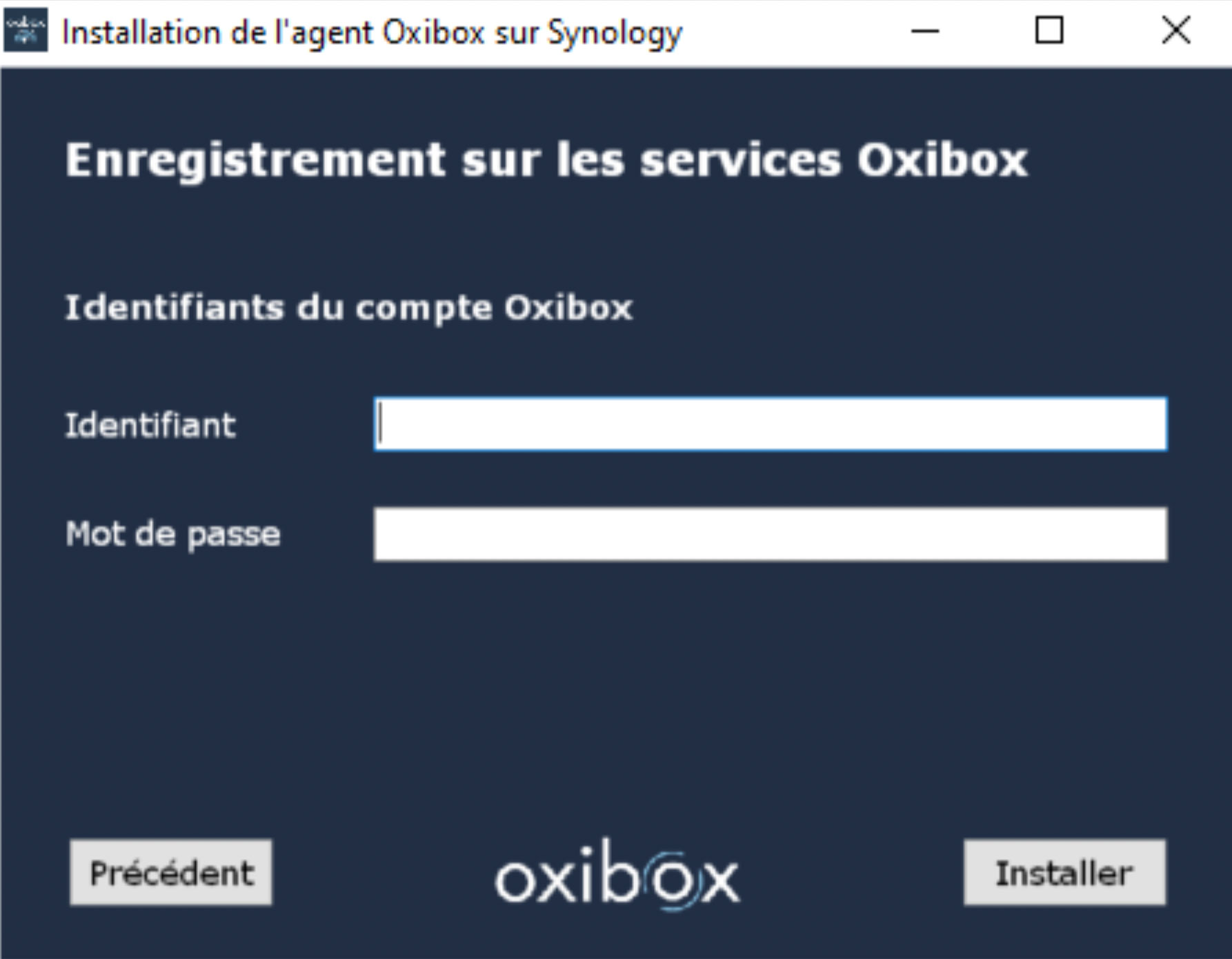 Agent Oxibox Synology DSM7 enregistrement