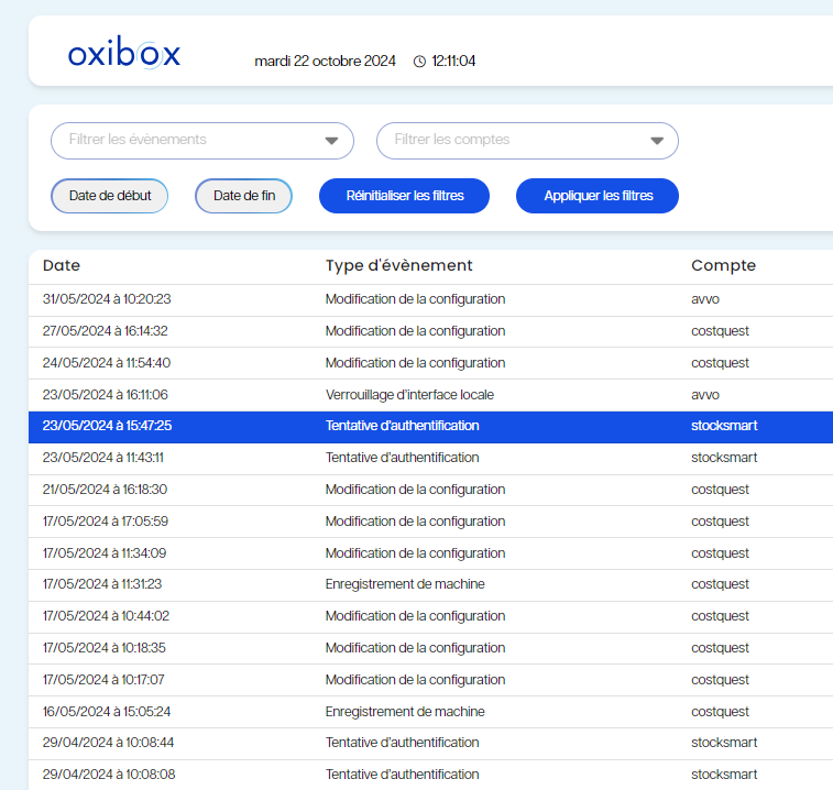 Oxibox observateur d'événements