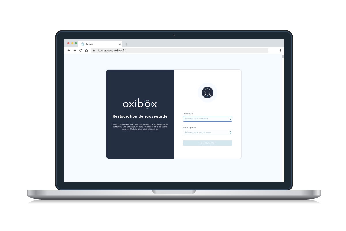 Interface de restauration Oxibox, login